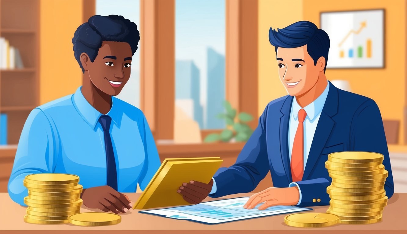 A customer service representative assists a client with a gold IRA investment, providing support and guidance