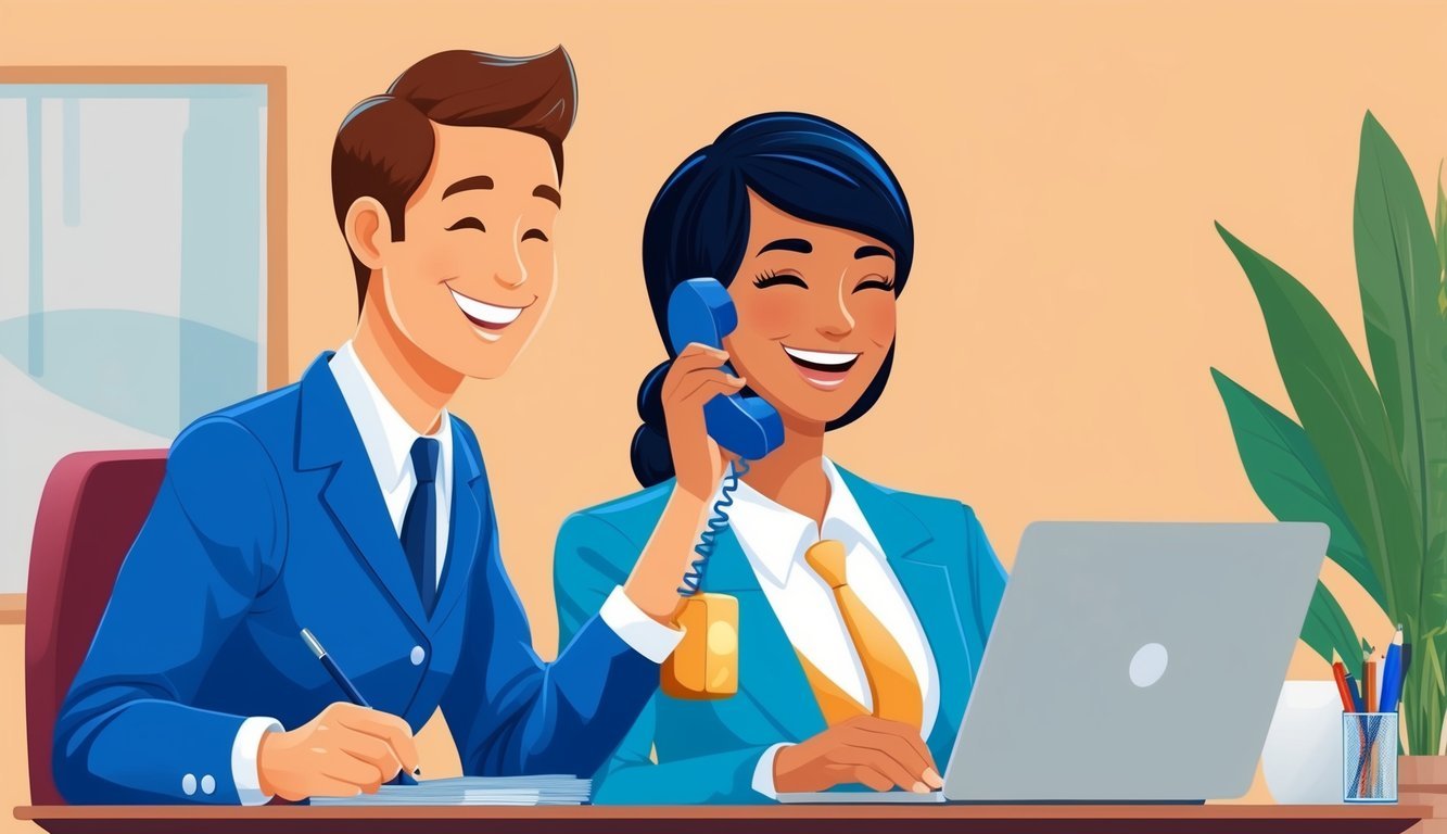 A smiling customer service representative assists a satisfied client with their gold IRA investment over the phone